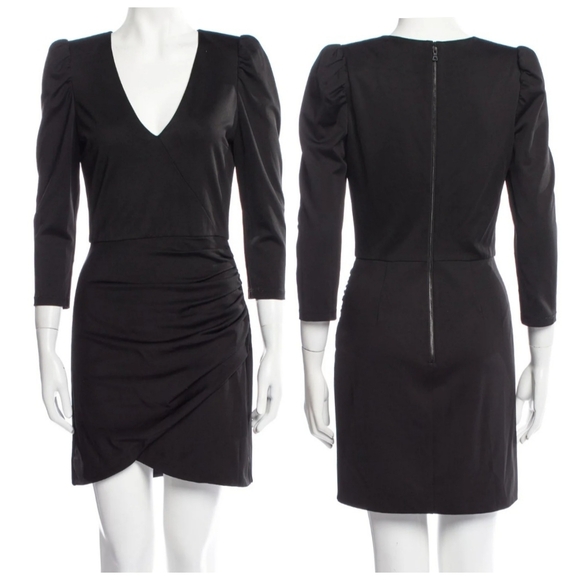 Alice + Olivia Judy Ruched Puff-Sleeve Dress Size 4 - Picture 7 of 8